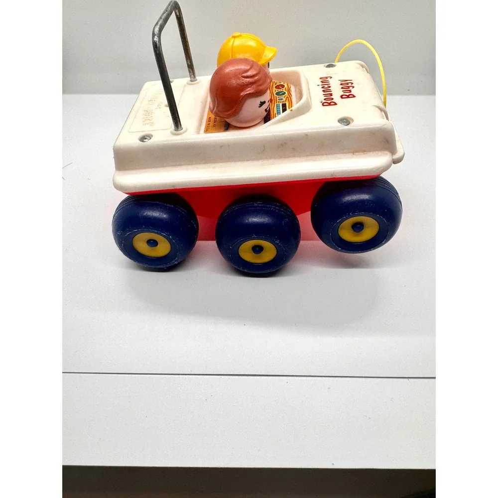 Vintage Fisher Price Bouncing‎ Buggy 122 Pull Toy Little People 1973 Retro 70s